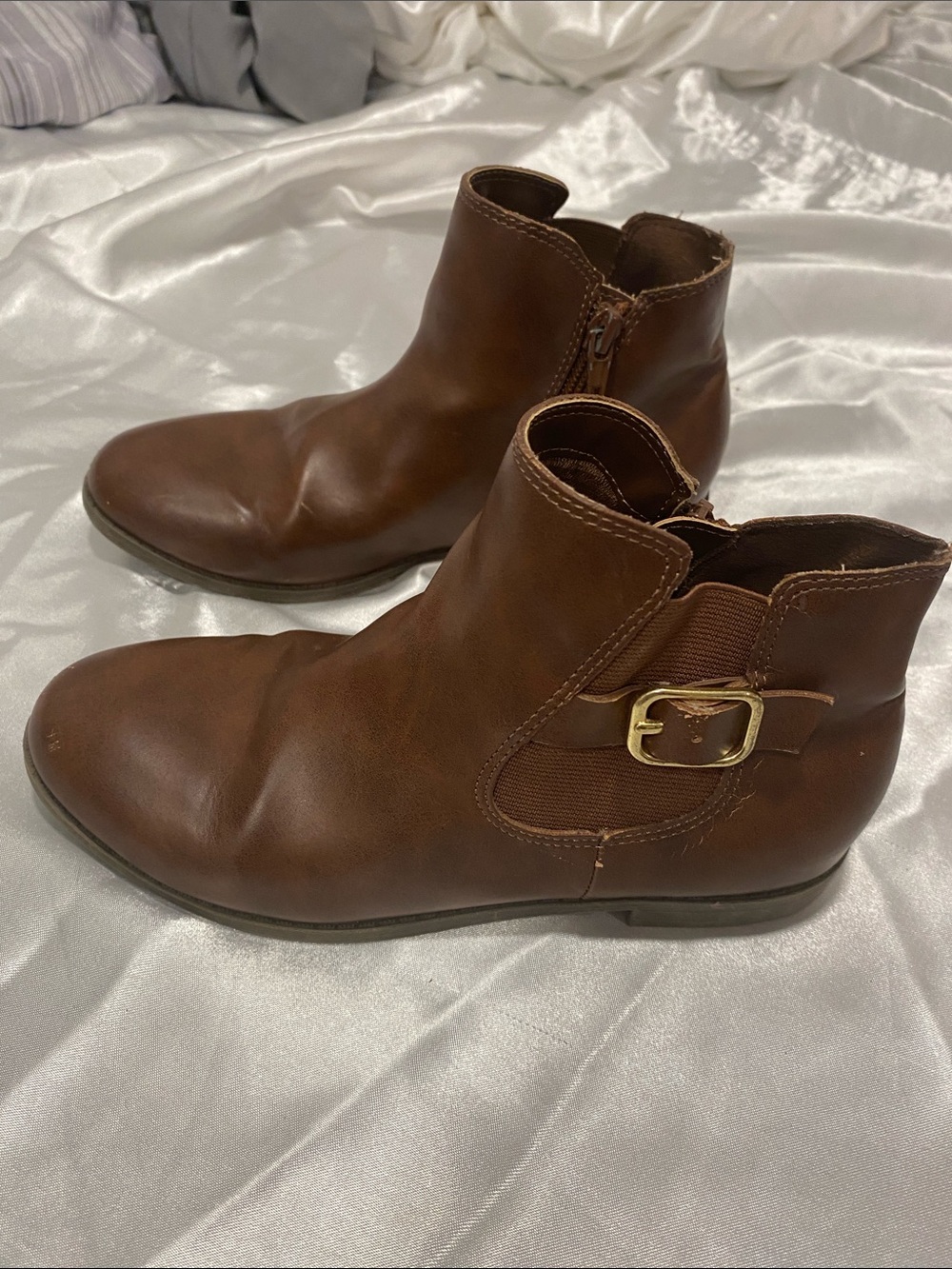 Kids Brown Leather Chelsea Ankle Boots with Buckle